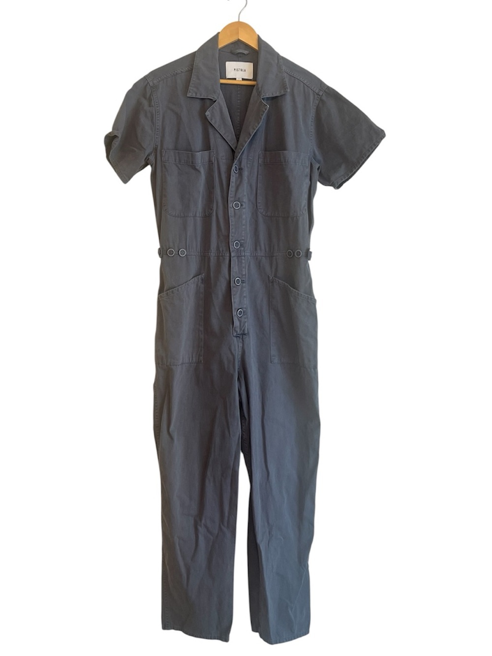 Pistola Short Sleeve Utility Jumpsuit Size L Charcoal Gray Cotton Blend